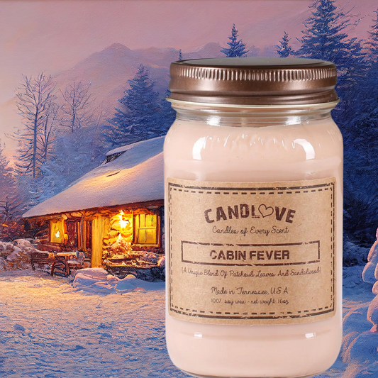 Candlove Cabin Fever Scented Candle - Non-Toxic 100% Soy Candle - Handmade & Hand Poured Long Burning Candle - Highly Scented All Natural Clean Burning Candle (16 OZ Mason Jar) Made in The USA